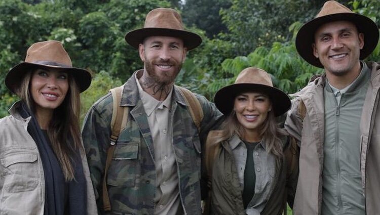 Pilar Rubio y Sergio Ramos con Keylor Navas y Andrea Salas en Ruanda