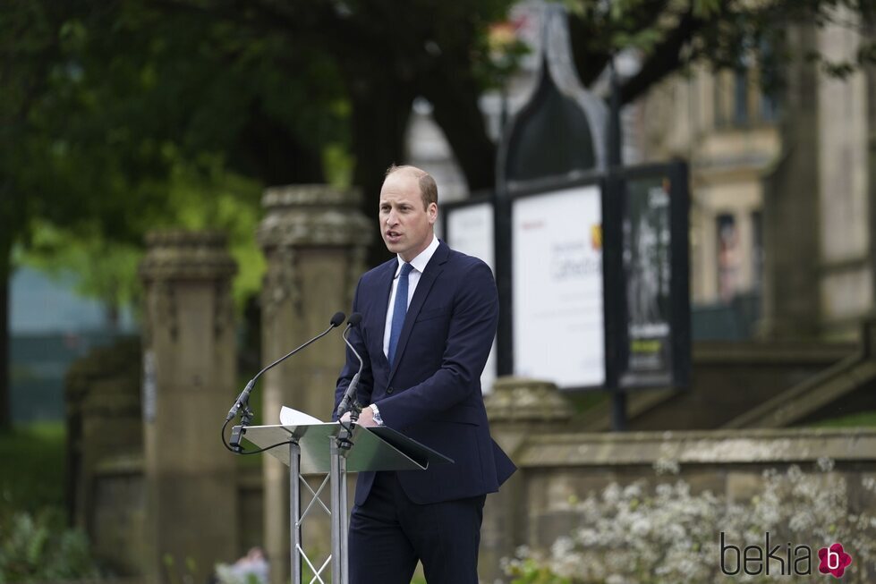 El Príncipe Guillermo en su discurso en la inauguración del Glade Of Light Memorial en Manchester