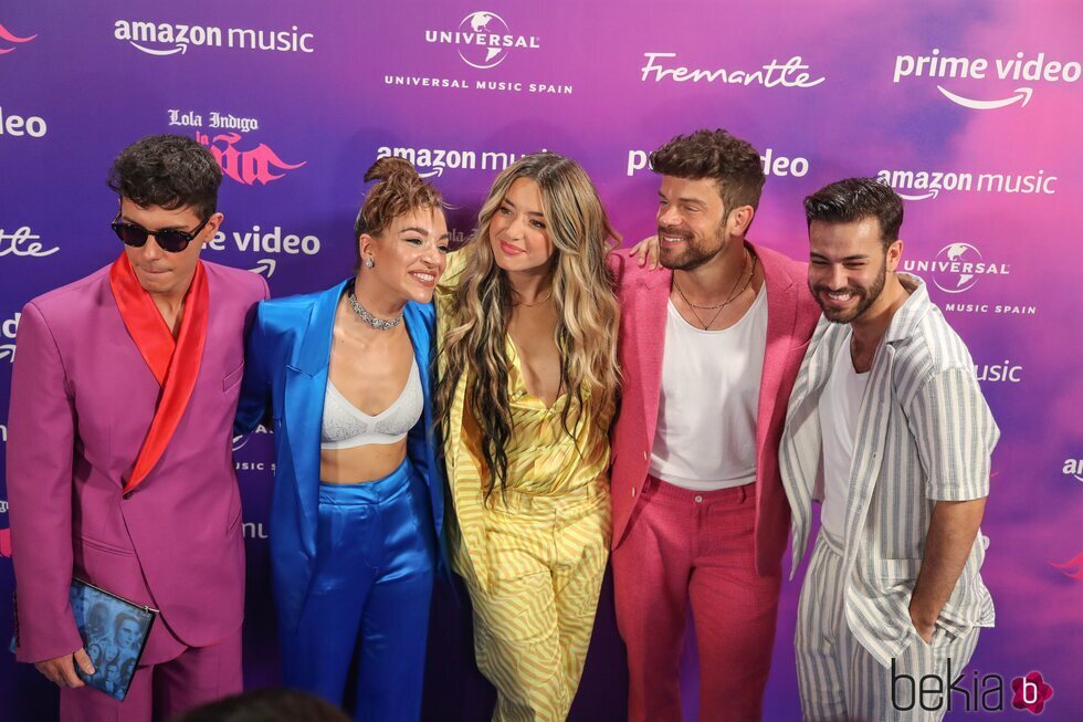 Alfred García, Ana Guerra, Lola Índigo, Ricky Merino y Agoney en la presentación de 'La Niña'