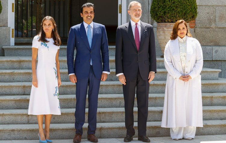 Los Reyes Felipe y Letizia con el Emir y la Jequesa de Catar en La Zarzuela