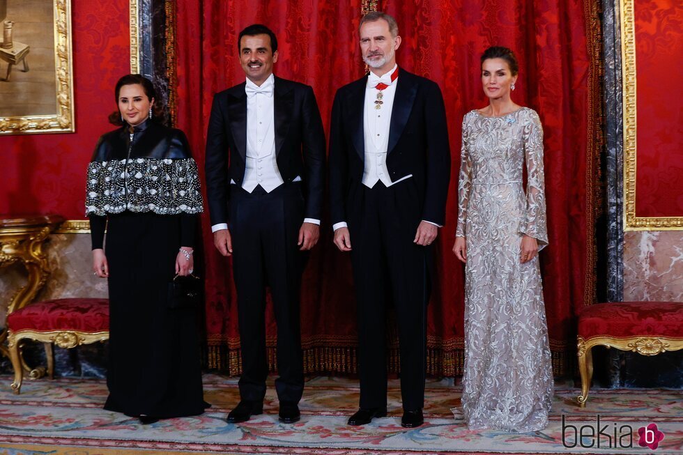 Los Reyes Felipe y Letizia, el Emir de Catar y la Jequesa Jawaher de Catar en la cena de gala por la Visita de Estado del Emir y la Jequesa de Catar a Espa