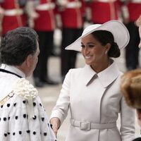 El Príncipe Harry y Meghan Markle a su llegada al Servicio de Acción de Gracias por el Jubileo de Platino