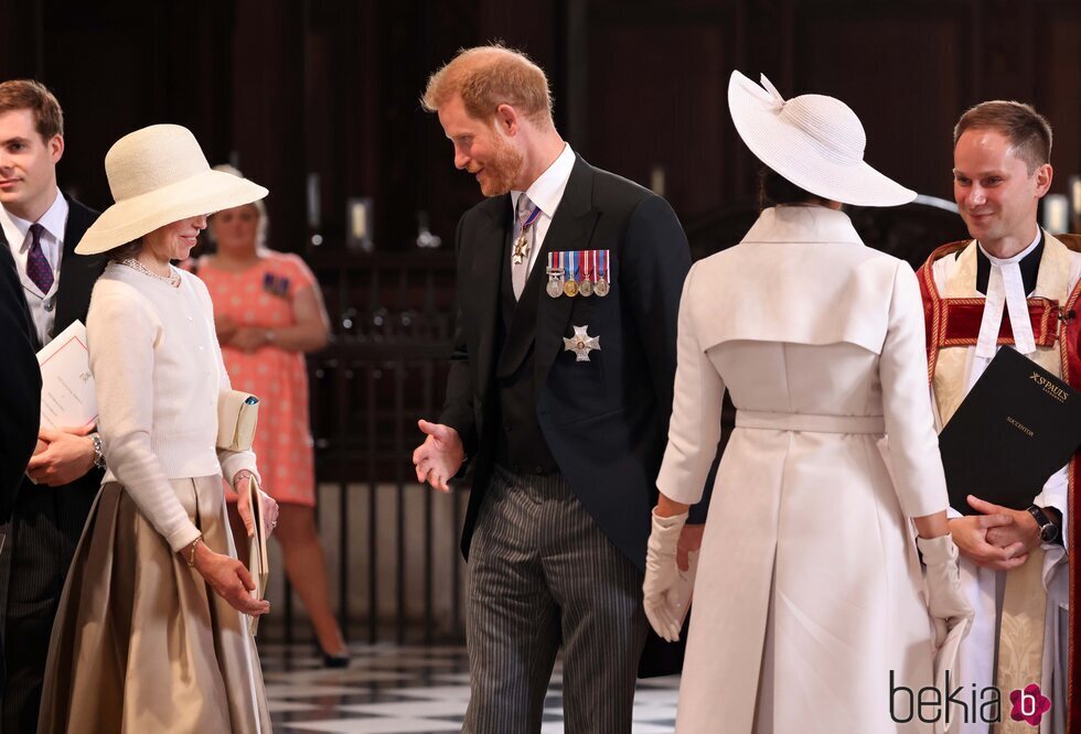 El Príncipe Harry y Lady Sarah Chatto junto a Meghan Markle y Charles Armstrong-Jones en el Jubileo de Platino