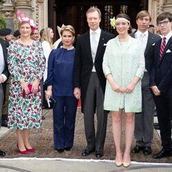 Los Grandes Duques de Luxemburgo, Guillermo y Stéphanie de Luxemburgo, Luis de Luxemburgo y su hijo Gabriel y Alexandra de Luxemburgo en el Día Nacional de