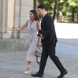 La Reina Letizia y Juraj Rizman en su visita al Palacio de La Granja por la Cumbre de la OTAN