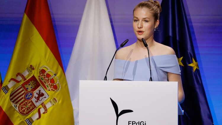 La Princesa Leonor pronunciando un discurso en los Premios Princesa de Girona 2022