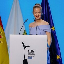 La Princesa Leonor sonríe durante su discurso en los Premios Princesa de Girona 2022