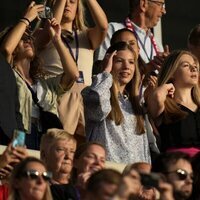 La Princesa Leonor y la Infanta Sofía en la celebración del partido entre Dinamarca y España de la UEFA Women's Euro 2022