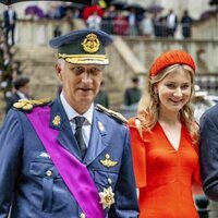 El Rey Felipe de Bélgica con sus hijos los Príncipes Emmanuel y Elisabeth en eDía Nacional 2022