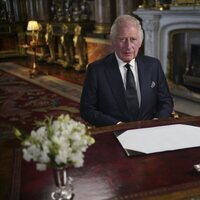 El Rey Carlos III durante su primer discurso tras la muerte de la Reina Isabel