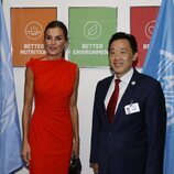 La Reina Letizia con el Director de la FAO en Nueva York