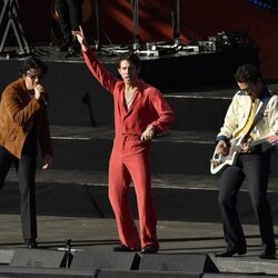 Los Jonas Brothers actuando en el Global Citizen de Nueva York