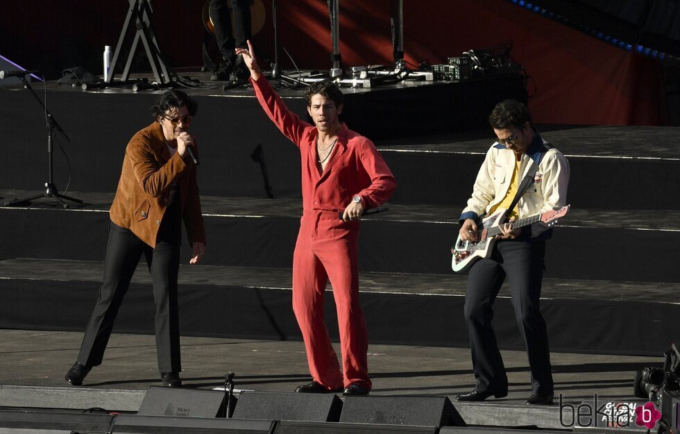 Los Jonas Brothers actuando en el Global Citizen de Nueva York