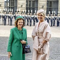 Silvia de Suecia y Máxima de Holanda en la bienvenida a los Reyes de Holanda por su Visita de Estado a Suecia