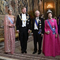 Los Reyes de Holanda, junto con los Reyes de Suecia, en la cena de gala de su Visita de Estado a Suecia