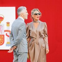 Fernando Grande-Marlaska y Yolanda Díaz en el desfile militar por la Fiesta Nacional 2022