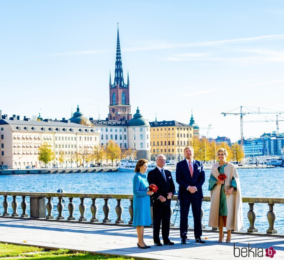 Carlos Gustavo y Silvia de Suecia y Guillermo Alejandro y Máxima de Holanda en Estocolmo durante la Visita de Estado de los Reyes de Holanda a Suecia