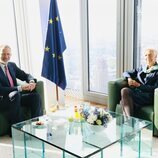 El Rey Felipe VI y Christine Lagarde en la sede del Banco Central Europeo en Frankfurt