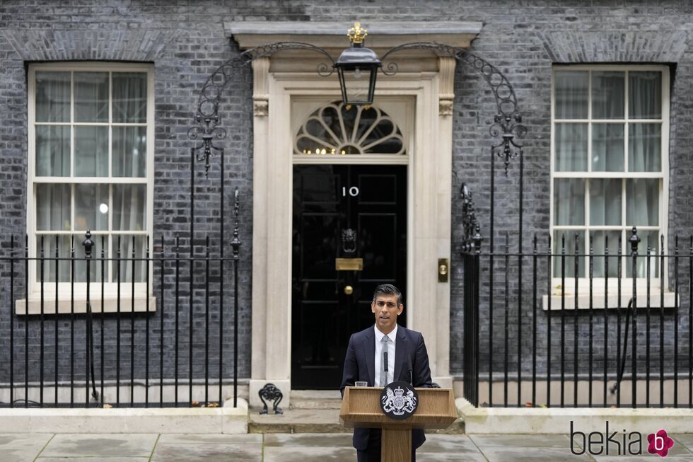 Rishi Sunak en su discurso en Downing Street tras convertirse en Primer Ministro