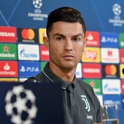 Cristiano Ronaldo en una de sus conferencias ante la prensa