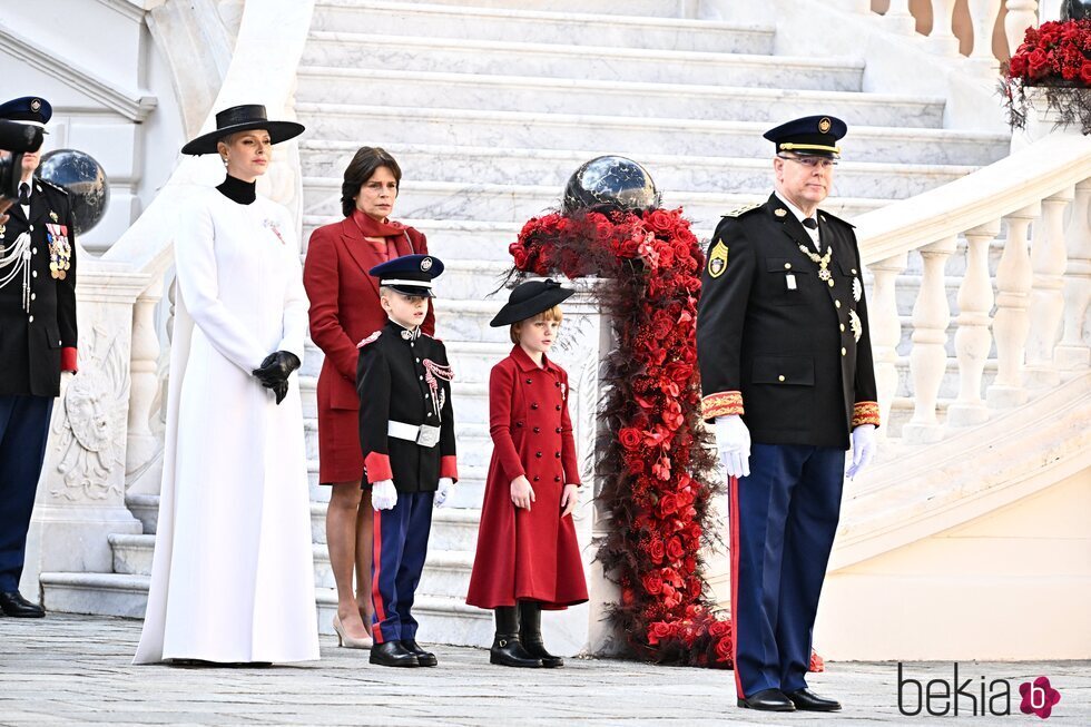 Alberto y Charlene de Mónaco, Jacques y Gabriella de Mónaco y Estefanía de Mónaco en el Día Nacional de Mónaco 2022