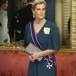 Sophie de Wessex con la Tiara de Aguamarina y Diamantes en la cena de Estado al Presidente de Sudáfrica