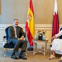 El Rey Felipe VI y el Emir de Catar durante un encuentro en Doha