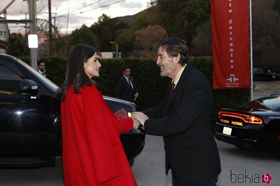 La Reina Letizia y Luis García Montero en la reunión sobre el español en la sede del Cervantes en Los Angeles