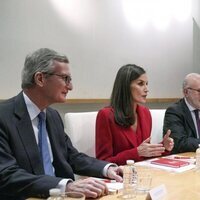 La Reina Letizia durante su intervención en una reunión de trabajo sobre el español en Estados Unidos en la sede del Cervantes en Los Angeles