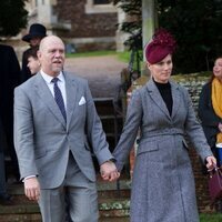 Zara Phillips y Mike Tindall en la misa de Navidad 2022