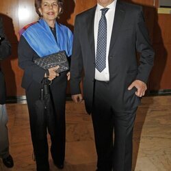 Mario Vargas Llosa y Patricia Llosa en la presentación de un libro