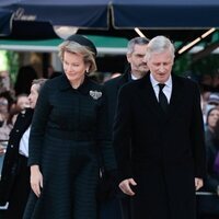 Felipe y Matilde de Bélgica en el funeral de Constantino de Grecia