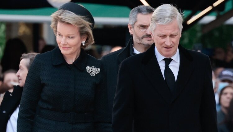 Felipe y Matilde de Bélgica en el funeral de Constantino de Grecia