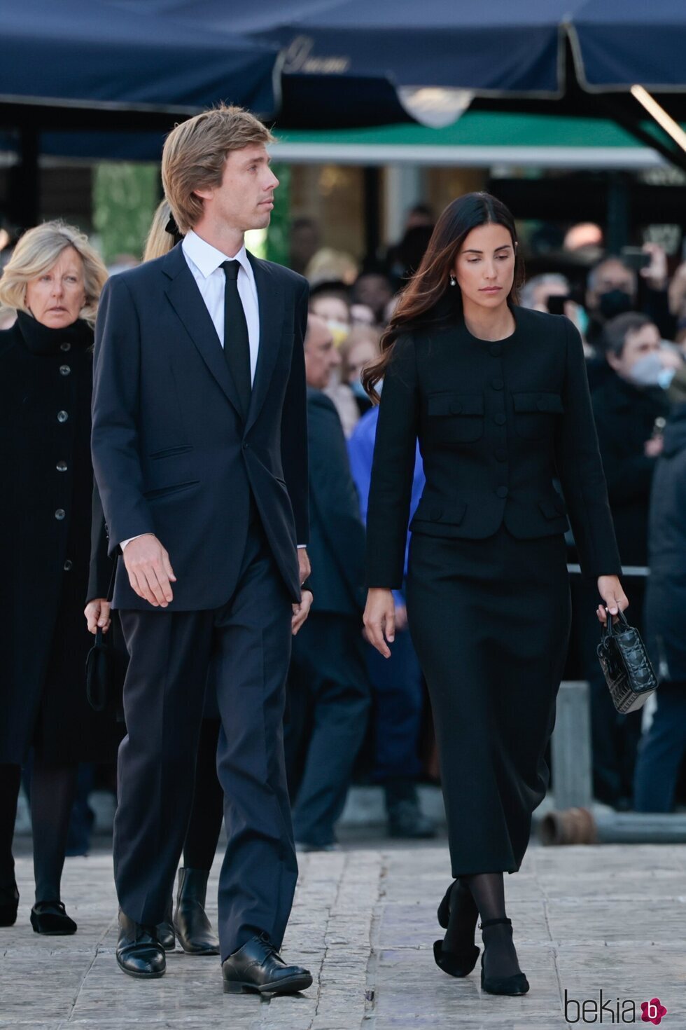 Chantal Hochuli, Christian de Hannover y Sassa de Osma en el funeral de Constantino de Grecia