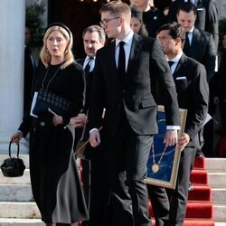 Marie Chantal de Grecia y Constantino Alexios de Grecia tras el funeral de Constantino de Grecia