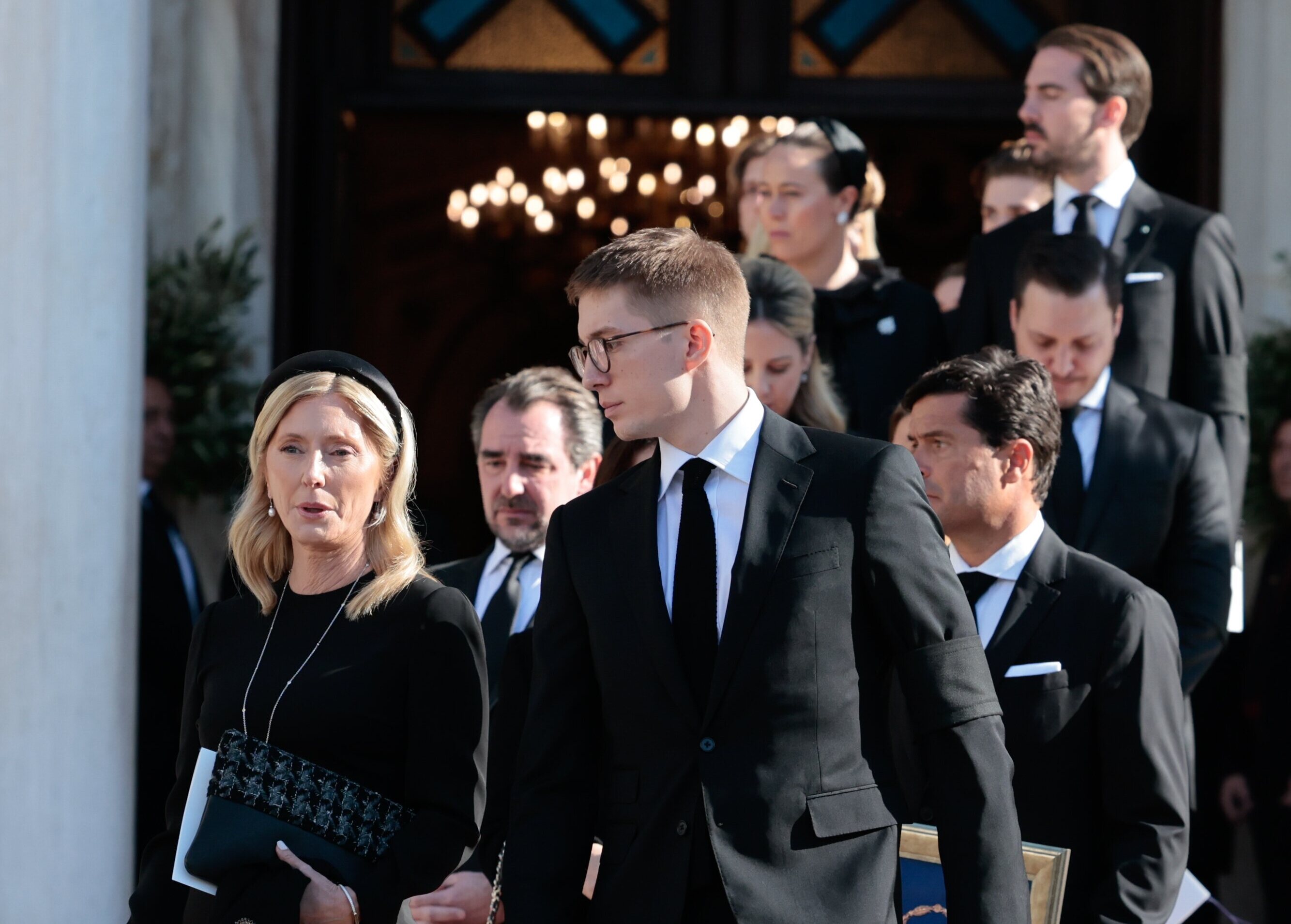 Marie Chantal de Grecia y Constantino Alexios de Grecia tras el funeral de Constantino de Grecia