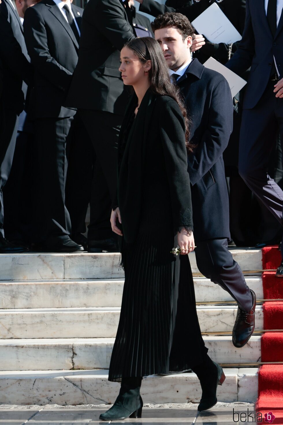 Froilán y Victoria Federica a la salida del funeral de Constantino de Grecia