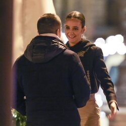 Victoria Federica sonríe a un amigo tras su salida de los Premios San Isidro celebrados en Madrid