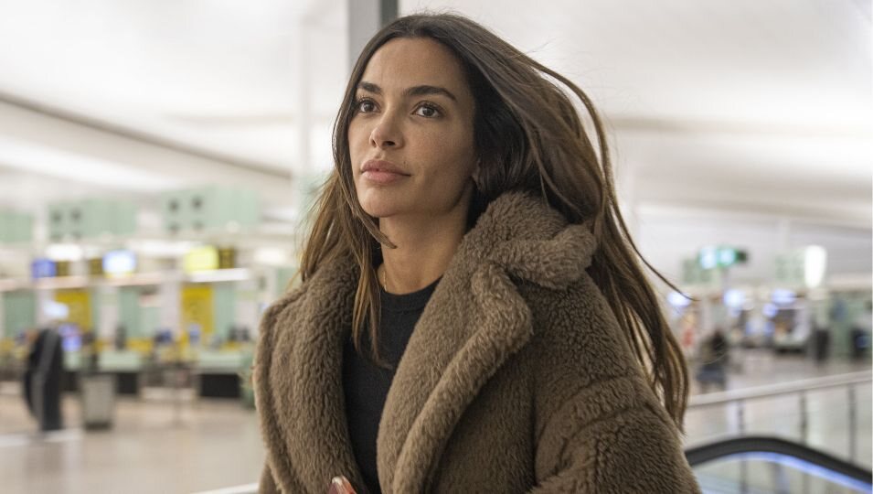 Joana Sanz llegando al aeropuerto de Barcelona