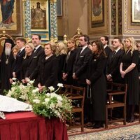 Familia Real Griega en la misa funeral de Constantino de Grecia