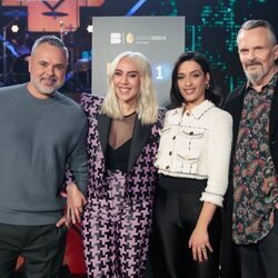 Juan Magán, Mónica Naranjo, Chanel y Miguel Bosé en la presentación de 'Cover Night'