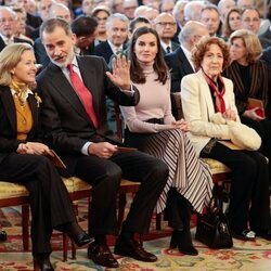 Nadia Calviño y los Reyes Felipe y Letizia en la presentación del Portal Digital de Historia Hispánica