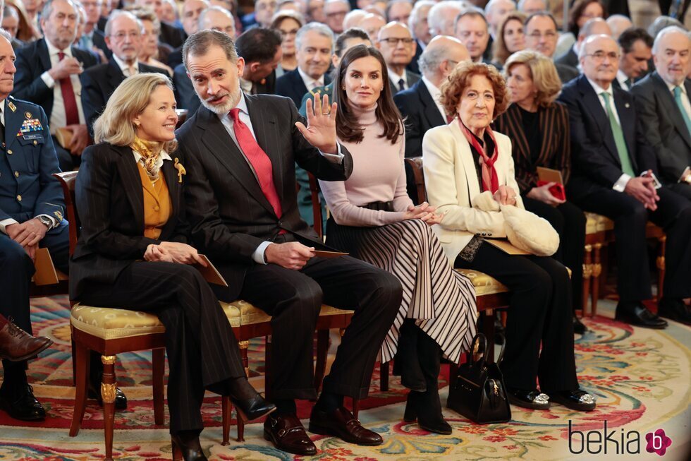 Nadia Calviño y los Reyes Felipe y Letizia en la presentación del Portal Digital de Historia Hispánica