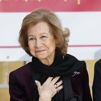 La Reina Sofía con su anillo de pedida en la entrega del Premio Reina Sofía de Pintura y Escultura