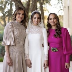 Rania de Jordania, Iman de Jordania y Salma de Jordania en la boda de Iman de Jordania