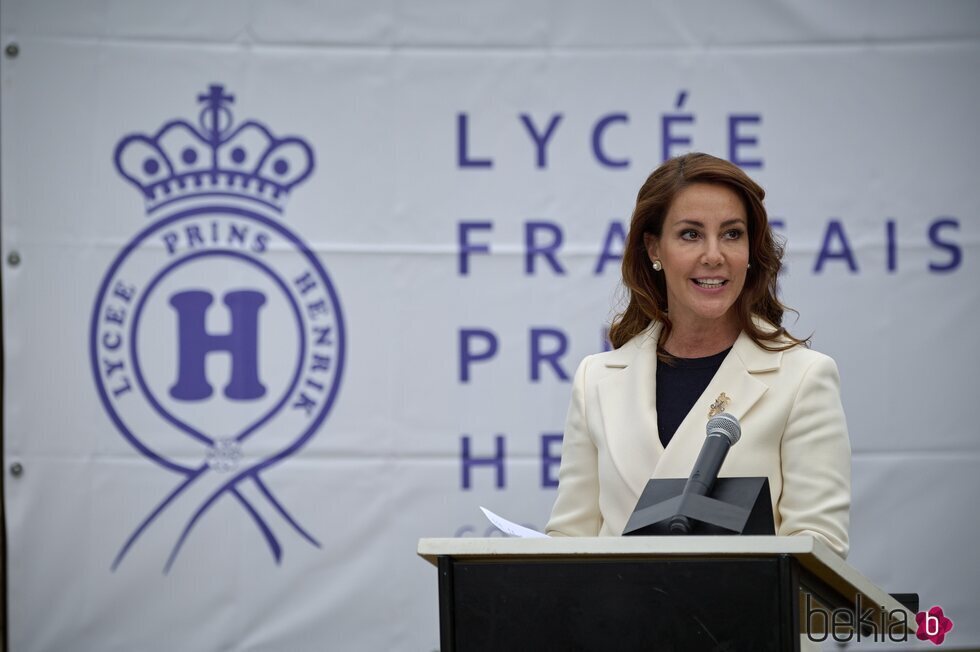 Marie de Dinamarca en el acto del colegio francés Prins Henrik