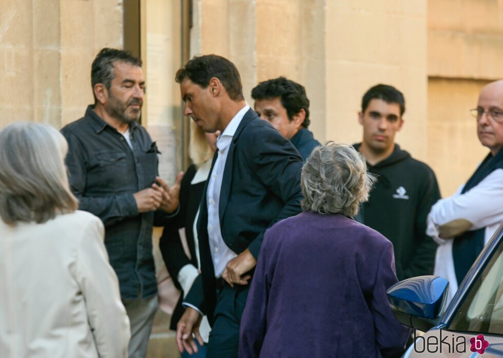 Rafa Nadal llegando a la misa funeral tras el fallecimiento de su suegro, Miquel Perelló