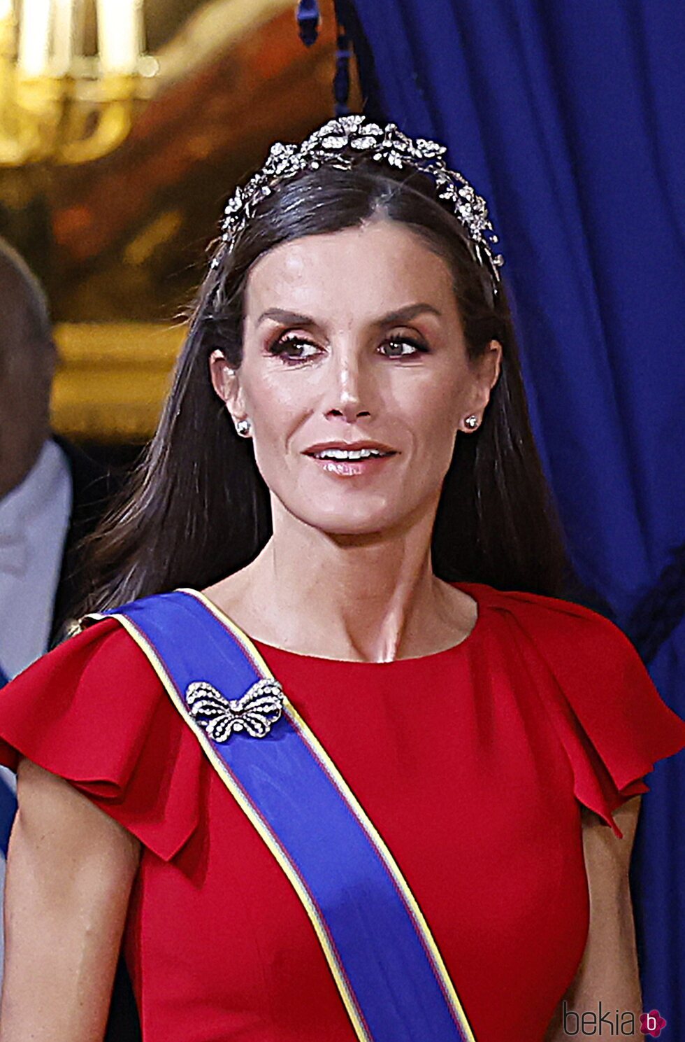 La Reina Letizia con la Tiara Floral en la cena de gala al Presidente de Colombia, Gustavo Petro