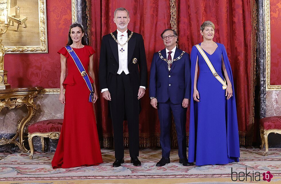 Los Reyes Felipe y Letizia y Gustavo Petro y Verónica Alcocer en la cena de gala por la Visita de Estado del Presidente de Colombia