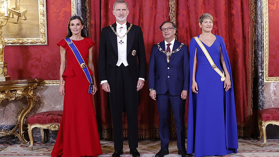 Los Reyes Felipe y Letizia y Gustavo Petro y Verónica Alcocer en la cena de gala por la Visita de Estado del Presidente de Colombia